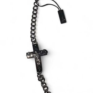 Men’s Stainless Steel Crucifix Chain Bracelet Silver Religious Cross Jewelry